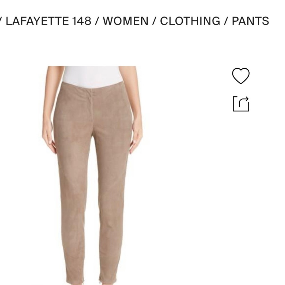 Lafayette 148 New York slim leg tan suede pants size 6